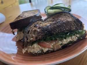 Chickpea tuna sandwich  at Leaf & Lentil in Sarasota