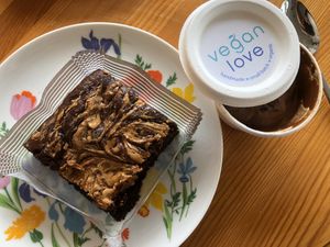 PB Brownie and PB ice cream at Leaf & Lentil in Sarasota