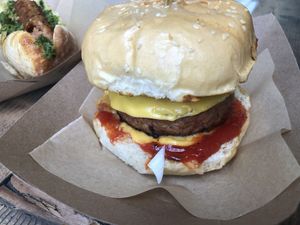 Cheesy onion burger  at The Cocinita in Miami