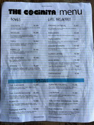 Menu (part 1 of 2)  at The Cocinita in Miami