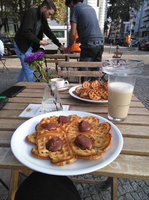 Vegan waffles! at Pavillon am Ufer in Berlin