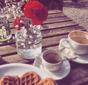 Vegan waffle and coffee with vegan milk  at Pavillon am Ufer in Berlin