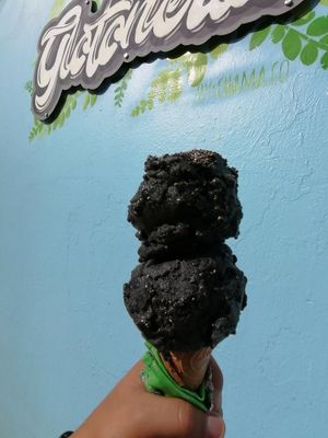 Detox Sorbet (cucumber, lime, coconut charcoal, tosted chia seed) at Glotonería in Oaxaca