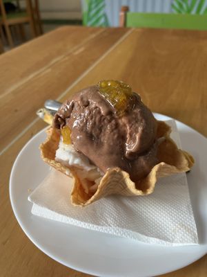 Champurrada y coco con piña   at Glotonería in Oaxaca