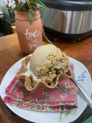 Coco and tejate with mazapán topping  at Glotonería in Oaxaca