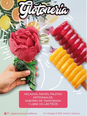 Handcrafted vegan ice cream, sorbets and pop cicles with seasonal ingredients at Glotonería in Oaxaca