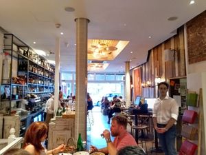 Entrance, bar and dining room at Terra Rossa in North London