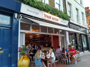 Exterior and outdoor seating at Terra Rossa in North London