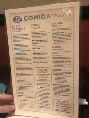 Vegan menu! at Papi's Tacos in Baltimore