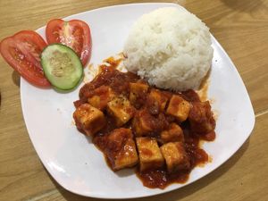Tofu in tomato sauce  at Hoa Sen in Phan Thiet
