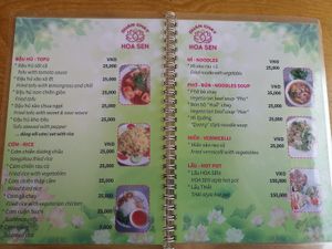 menu :) at Hoa Sen in Phan Thiet