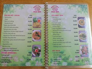 menu at Hoa Sen in Phan Thiet
