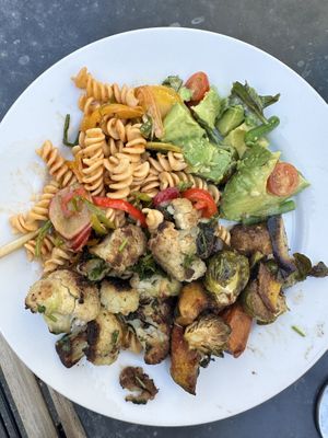 My selection of their marketplace salads 😋  at Zinc Cafe and Market in Laguna Beach