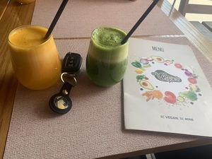 Fresh squeeze juice￼ at Veggies in Tirana