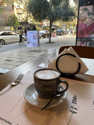 Soy milk cappucino at Veggies in Tirana