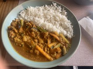 Curry was spicy and tasty  at Veggies in Tirana