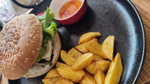 Vegan burger -so delicious at Veggies in Tirana