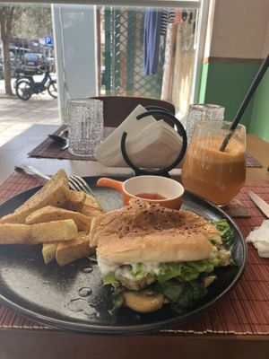 I had already tucked in before taking the photo!  at Veggies in Tirana