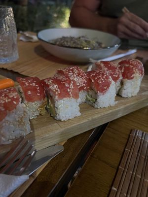 Sushi with tomatoes   at Veggies in Tirana