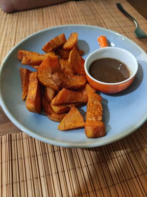 Sweet french fries at Veggies in Tirana