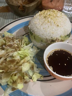 Sushi burger, tastes better than it looks!!!  at Veggies in Tirana