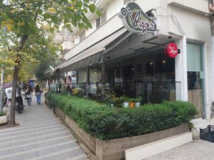 Outdoor seating at Veggies in Tirana