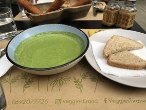 Spinach soup  at Veggies in Tirana