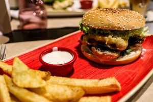 vegan burger at Veggies in Tirana