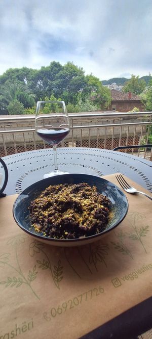 Vegan black rice at Veggies in Tirana
