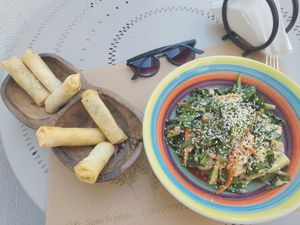 Spring Rolls & Sushi salad at Veggies in Tirana