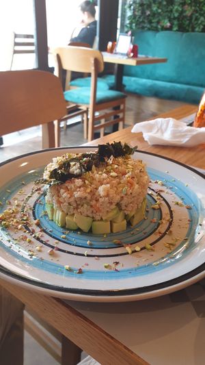 One of the vegan mains. I believe it was like cous-cous with avocado and vegan sauce. at Veggies in Tirana