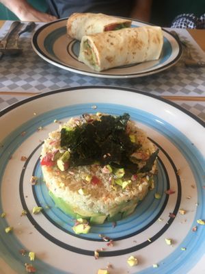 Vegan tatar and falafel wrap  at Veggies in Tirana
