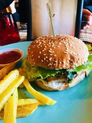 Vegan burger at Veggies in Tirana