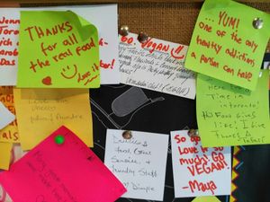 Speak your mind/heart out on the community billboard at Veggie D'Light. More like an exuberant fan board... :) at Veggie D'Light in Toronto