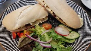 Vegan cheese and pickle baguette at The Crafty Crow in Gatehouse Of Fleet