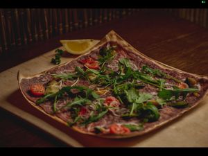 The vegan flammekueche  at NattyFood in Carcassonne