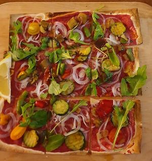 Flammenküche vegan { choosenas part of the vegan menù} at NattyFood in Carcassonne