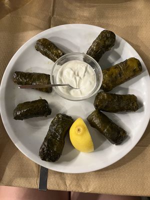 Wine leaves filled with rice  at Taverna Gardenia in Trikala