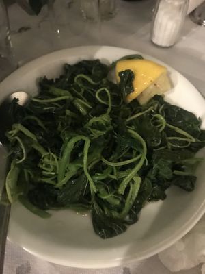 Green mountain, boiled spinach at Taverna Gardenia in Trikala
