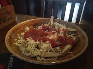 Marinara fries (vegan) at Head of Steam in Huddersfield