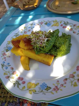 Polenta con guakale at Cote Cafe in Zarzalejo