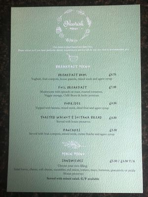New menu  at Nourish in Teignmouth