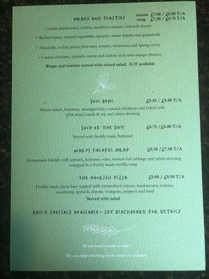 New menu  at Nourish in Teignmouth