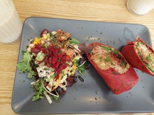 Falafel wrap and salad at Nourish in Teignmouth