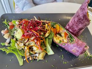 Loaded beans and cheese wrap  at Nourish in Teignmouth