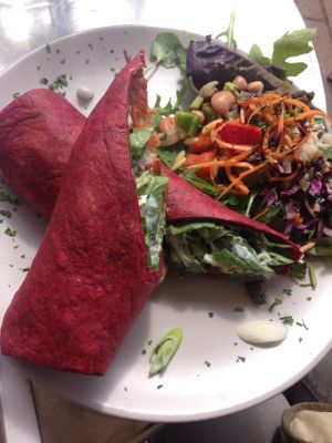 Refried bean wrap at Nourish in Teignmouth