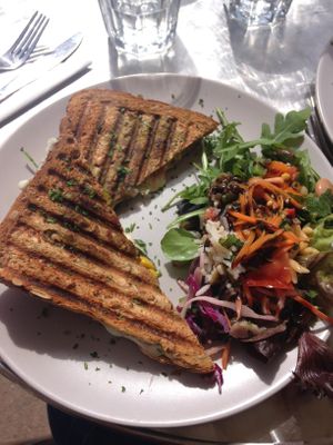 Mozzarella and pesto toastie at Nourish in Teignmouth