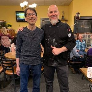 Previous owner Simon and new owner Randy at Fortune Chef in Caledonia