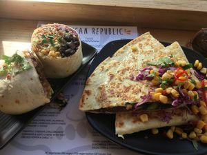 Vegan burrito and quesadilla 😍😍😍 at Mexican Republic in Lorne