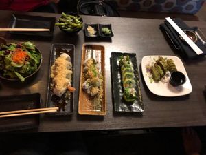 Everything vegan except for the shrimp roll I ordered for my sister and mom at Sushi Lounge in San Diego